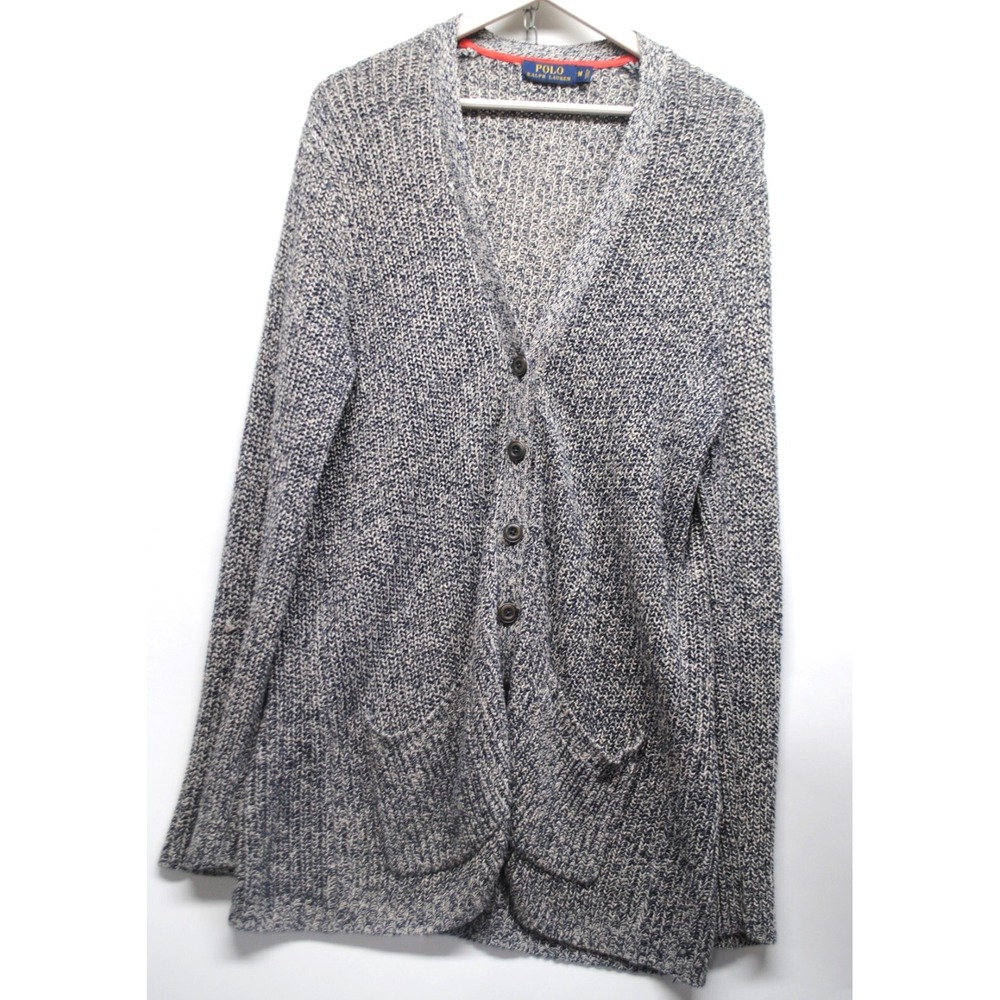 Polo Ralph Lauren Womens Size M Long Sleeve Linen Blend Cardigan Sweater (J2)